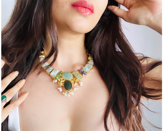 Aqua Raw Stone Choker