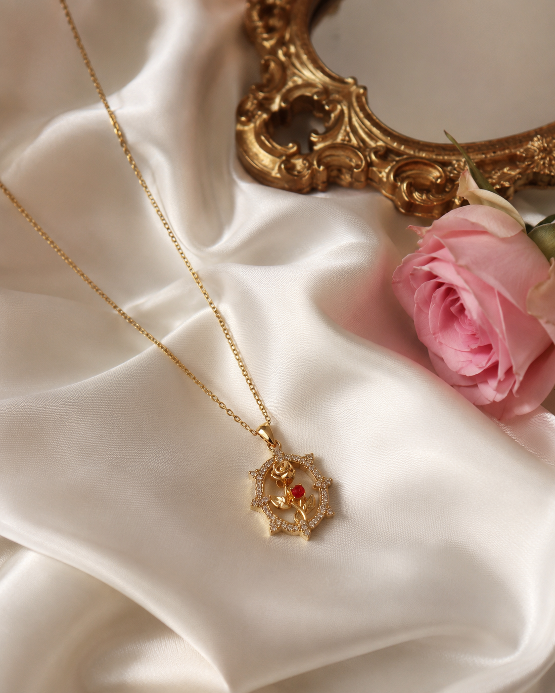 Vintage Wild Rose Necklace