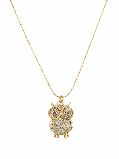Nocturne Owl Zircon Necklace