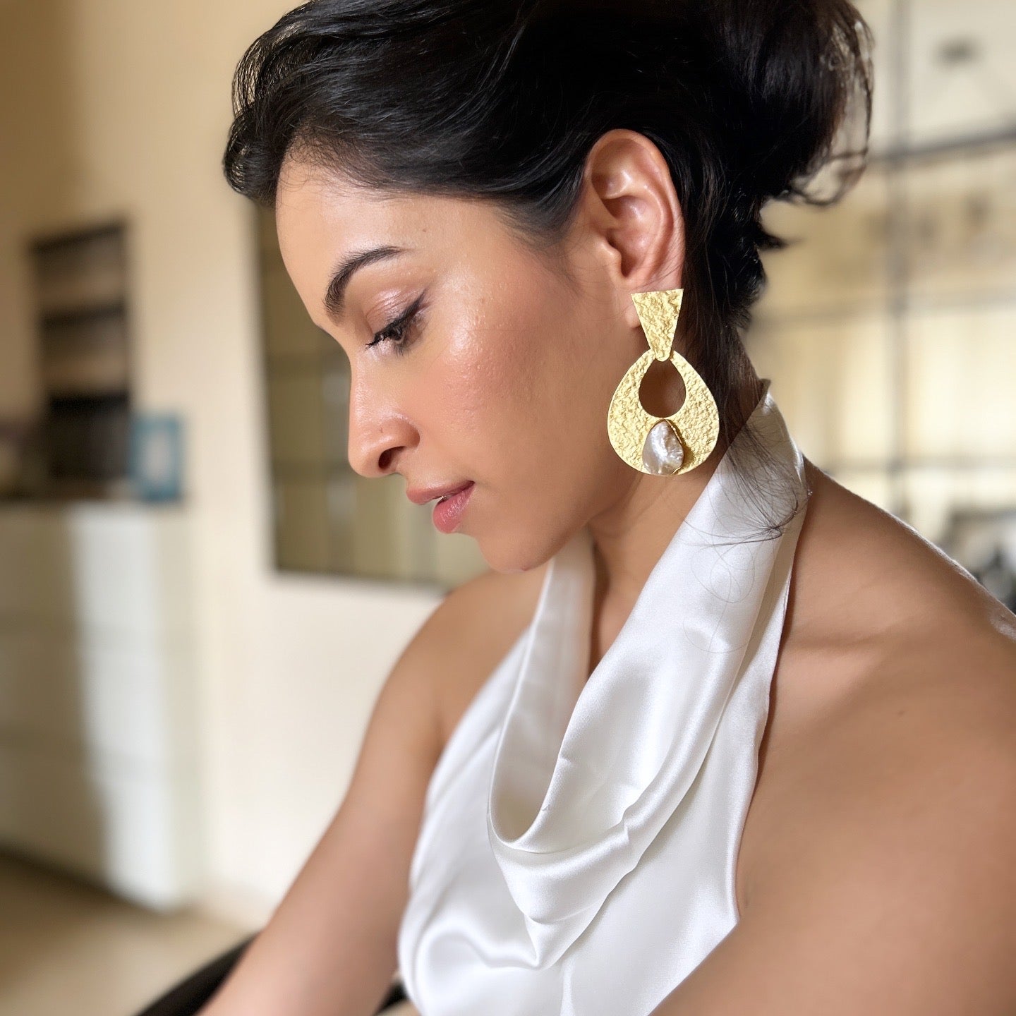 Honey Pearl Statement Earrings