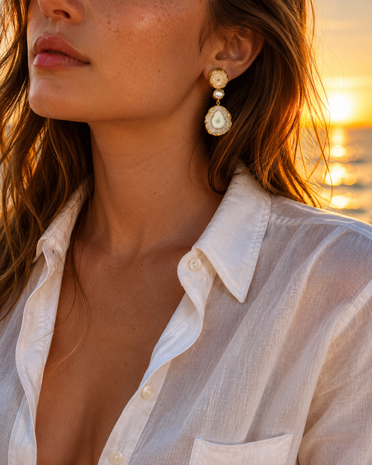 Ivory Drop Statement Earrings