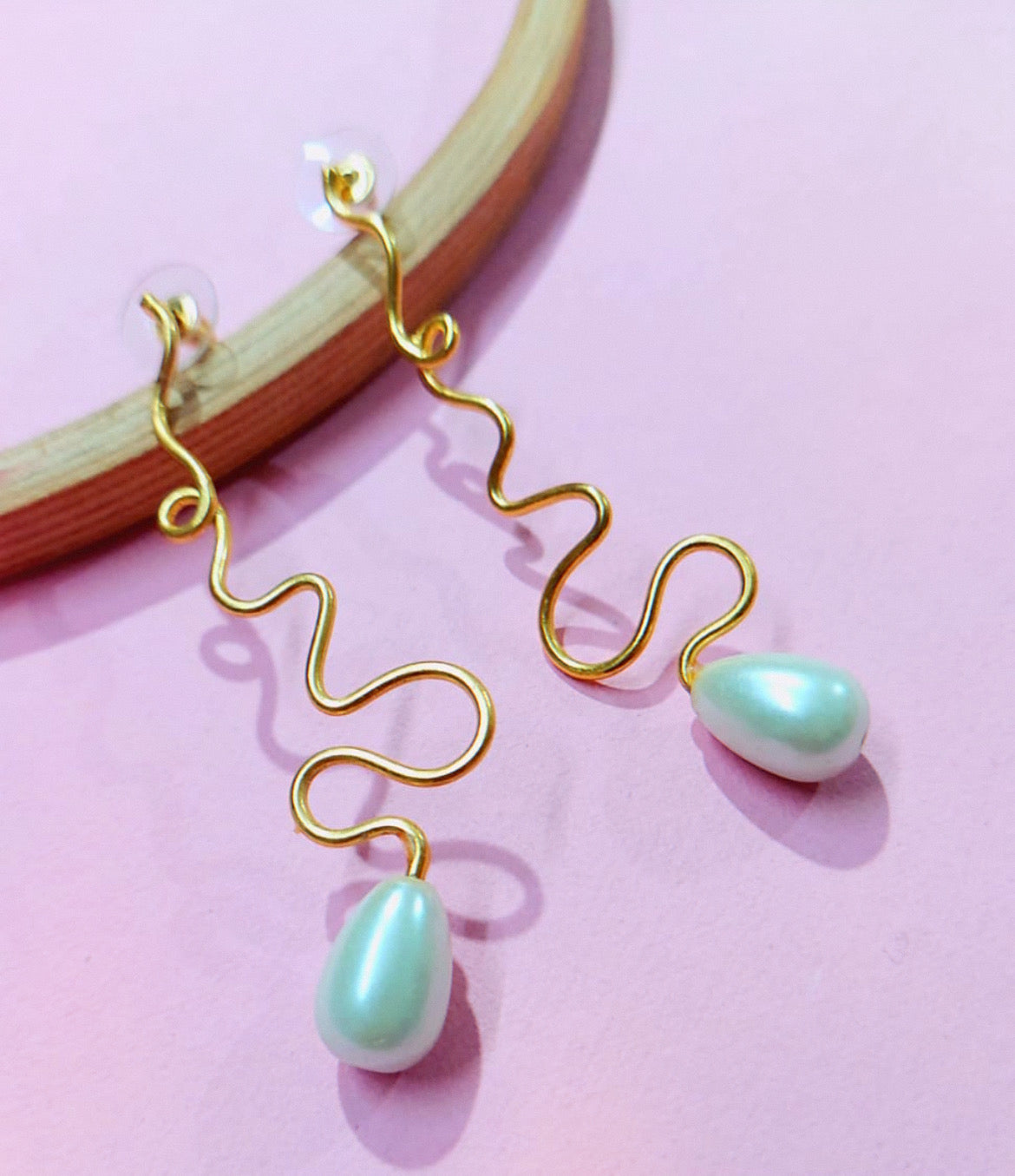 Spiral Pearl Drop earrrings