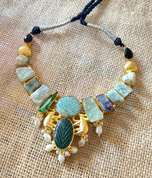Aqua Raw Stone Choker