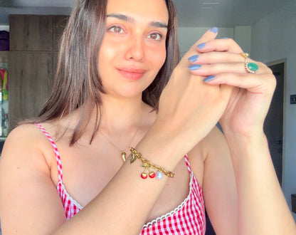 cherry charms and pearl bracelet