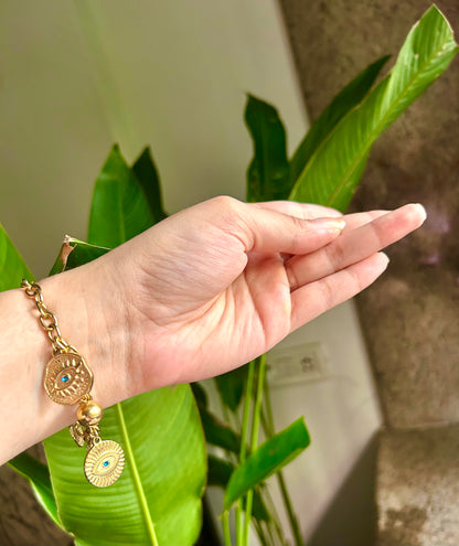 Evil Eye Faith Coin Charms Bracelet
